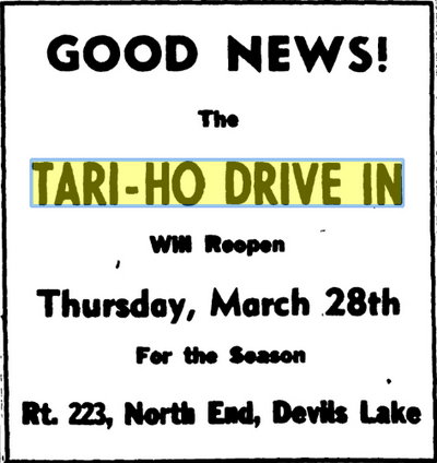 Tari-Ho Drive-In - Mar 1957 Ad (newer photo)